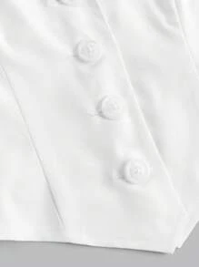 SHEIN Blusa sin mangas de chaleco con cuello para niñas preadolescentes en color blanco puro
