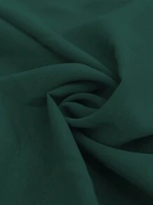 Wandoria 女式西部波西米亚度假风格休闲褶皱腰褶皱扭结后背喇叭下摆短袖中长连衣裙，春夏 - 墨綠色 - 查看 6