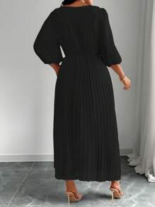 Elenzga 大码女式优雅时尚雪纺褶皱腰 A 字型花卉印花连衣裙