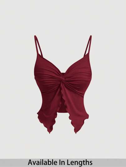 SHEIN PETITE CURVE 女士加大码扭纹前交叉无袖上衣、可爱上衣、吊带背心