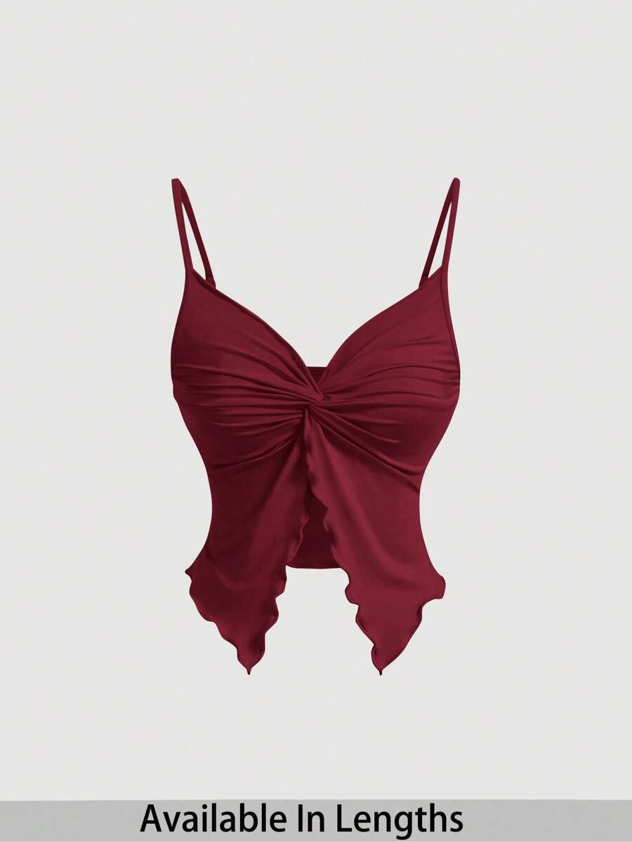 SHEIN PETITE CURVE Top sans manches femme grande taille avec torsion avant et croisé, hauts mignons, cami