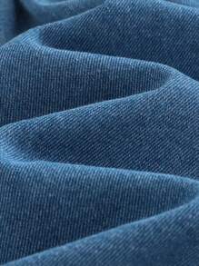 Cozy Pixies Baby Girl Ruffle Trim Denim Short Sleeve Square Neck Waisted Casual Dress - Blue - View 5