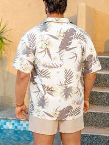 Surfspeed Men's Plants Print Short Sleeve Shirt And Shorts Beach Set - Apricot - View 2