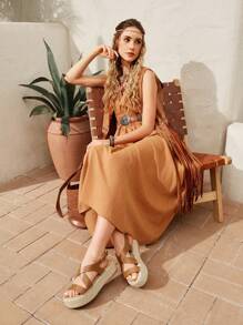 Styleloop Women's Fashionable Casual Wedge Heels Thick Sole Sandals, All-Match Style For Summer  Boho Feels Vintage Frenchy Shoes Spring Shoes Spring Break Easter - Brown - View 2