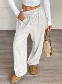 SHEIN EZwear Women's Casual Drawstring Waist Loose Sweatpants, Suitable For Sports,Business Casual Woman Graduation,Back To School Outfits,Graduation,Teacher Outfits For Women,Back To School