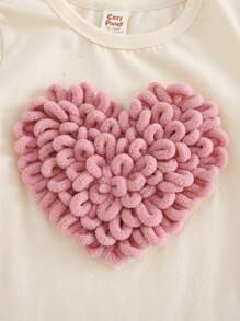 Cozy Pixies Set de 2 piezas con parte superior de manga corta de cuello redondo suave de punto con diseño de corazón y pantalones cortos de cintura elástica para niña bebé