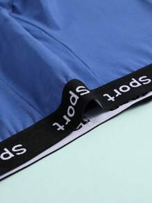 4pcs/Set Teens/Youth Basic Solid Color Comfortable Letter Printed Waistband Boxer Briefs - Multicolor - View 3