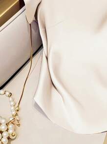 女士时尚法式衬衫，优雅修身 - 香檳色 - 查看 5