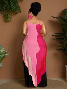 Maweii Váy không tay cỡ lớn cho nữ, mùa hè - Hồng - Xem 2