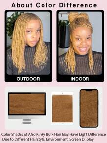 Boho Braids Afro Kinky Bulk Human Hair 1 PC Honey Blonde Kinky Curly Bulk Braiding Hair For Twists Locs Crochet Human Hair Extensions For Knotless Braids 50g/Piece 27# Halloween Costumes - S27L - View 3