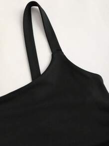 Sweetra Y2K Sexy Asymmetrical Hem Drawstring Casual Dress - Black - View 5