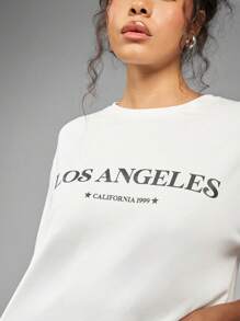 MISSGUIDED Camiseta oversize de Los Ángeles, California 1999, estilo retro de streetwear de verano, casual, básica, con estampado gráfico, de algodón, moda urbana, estilo vintage, colección de viaje, ropa de estar en casa - Blanco - Ver 3