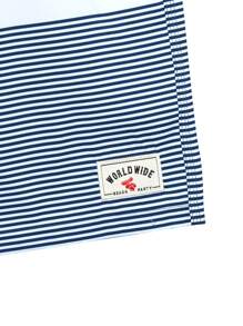 Manfinity Swimmode Plus Size Men's Summer Casual Contrast Striped Drawstring Waist Beach Shorts - Navy Blue - View 6