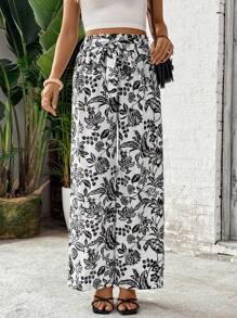 Breezaya Pantalon décontracté à imprimé de longueur aléatoire, mode pour l'été - Blanc - Voir 6