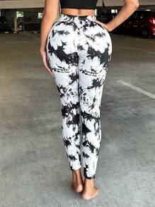 SHEIN SXY Plus Size Women's Fashion Street Style Sexy Ripped Tie-Dye Print Tight Leggings, Suitable For Sports, Yoga, Everyday Wear, Western Wear, Cruise Attire, Music Festival, Concert, Carnival Party, Beach Vacation, Date Night, Birthday, Bachelorette Party, Club, Cute, Casual, Shopping, Streetwear, Going Out, Easy To Match & Looks Slim, Accentuates The Body, Flatters The Figure Camo Cow Print