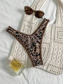 Swim Vcay 1pc Women Summer Leopard Print Random Pattern High Cut Sexy Bikini Bottoms - Multicolor - View 1