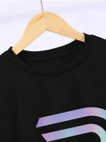 Manfinity Dauomo Letter R Graphic Colorful Print Casual Men T-Shirt - Black - View 6