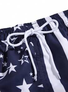 Surfspeed Plus Size Men's Simple And Fashionable Beach Shorts, Suitable For Summer - Blue and White - View 3
