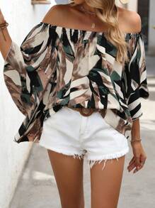 Breezaya Printed Random Cut Blouses, Fashionable For Summer - Green - View 5