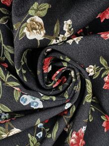 SHEIN Holidaya Đầm mùa hè tay bèo nhún cổ vuông họa tiết hoa cỡ lớn cho nữ - Nhiều màu - Xem 7