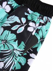Surfspeed Plus Size Men's Tropical Print Beach Shorts - Multicolor - View 3