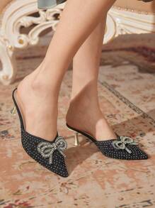 CUCCOO TILAWA Women's Stylish High Heel Shoes, Casual Daily Wear With Rhinestone Decor Spring Shoes Spring Break Easter - Black - View 6