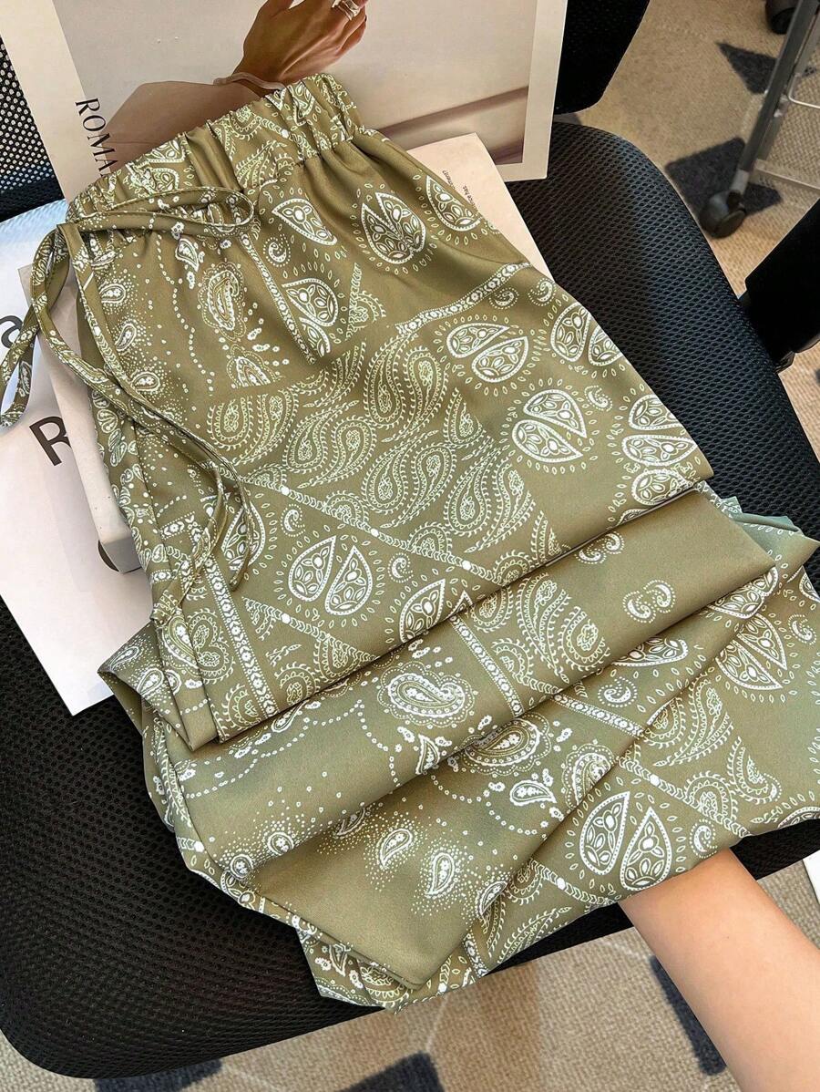 Franclia Women's Green Fashionable Floral Print Pants, Spring/Summer Fall Cloth For Women - Green - View 1