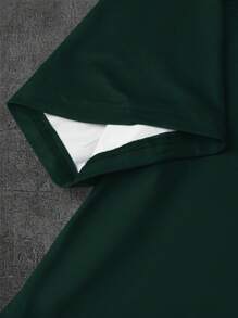 Manfinity EMRG Plus Size Round Neck Contrast Color Letter Print Casual Short Sleeve T-Shirt - Dark Green - View 5