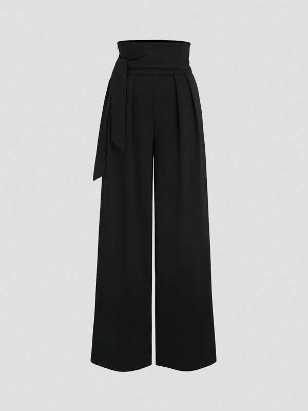 SHEIN Tall High-Waisted Basic Casual Wide-Leg Trousers For Tall Women, Spring/Summer