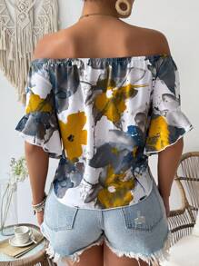Breezaya Damen Urlaubs Hawaiian Stil bedrucktes Off-Shoulder Bluse ohne Träger für den Sommer