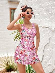 Swim Mod Ladies Ditsy Floral Beach Sarong And Triangle Bikini Bottom - Multicolor - View 7