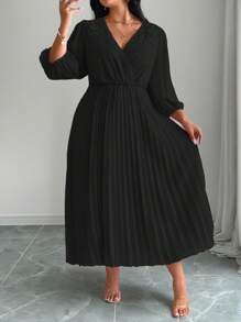 Elenzga 大码女式优雅时尚雪纺褶皱腰 A 字型花卉印花连衣裙