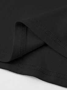 INAWLY Kaos Wanita Ukuran Besar Model Slim Fit dengan Desain Pita Bordir - Hitam - View 5
