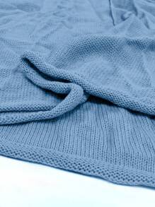 SHEIN Clasi Plus Size Solid Color Knitted Commuter Top, Minimalist - Teal Blue - View 3