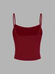 SHEIN EZwear Áo hai dây gợi cảm màu đỏ tía thường ngày dành cho nữ, phù hợp cho mùa hè - Nhiều màu - Xem 2