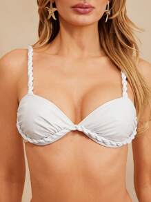L'Amorae Top de bikini pentru damă, vacanță de vacanță, elegant cu detalii răsucite - alb - Vizualizare 2