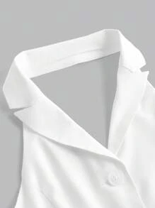SHEIN Blusa sin mangas de chaleco con cuello para niñas preadolescentes en color blanco puro