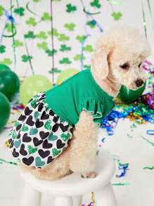 PETSIN Saint Patrick's Green Heart Knitted Cap Sleeve Princess Dress, Dog/Pet Dress - Green - View 3