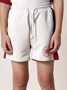 SUMWON Zweiteiler Sportoutfit im Retro-Stil für künftige Athleten-Champions, Teenager Jungen, Sommer Aktivkleidung mit Schnürung, Gummizugbund, grafischem Muster, Kurzarm-Freizeitoutfit