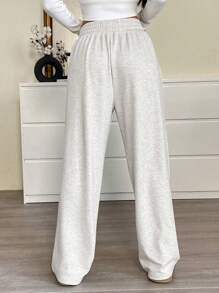 SHEIN EZwear Women's Casual Drawstring Waist Loose Sweatpants, Suitable For Sports,Business Casual Woman Graduation,Back To School Outfits,Graduation,Teacher Outfits For Women,Back To School
