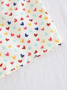 Cozy Pixies Set de 2 piezas con parte superior de manga corta de cuello redondo suave de punto con diseño de corazón y pantalones cortos de cintura elástica para niña bebé