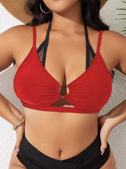 Swim SXY Plus Size Women's Casual Vacation Bikini Top For Summer