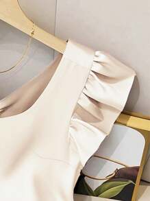 女士时尚法式衬衫，优雅修身 - 香檳色 - 查看 3