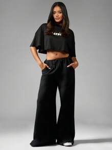 Missguided x Playboy Camiseta corta con estampado de beso de mariposa, moda gráfica, prenda de gran declaración, colección urbana de streetwear para otoño - Negro - Ver 5