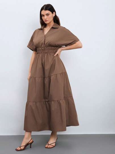 Maija Plus Size Women's Casual Summer Holiday Short Sleeve Maxi Dress Graduation Dress Wedding Guest Dress Women Beach Outfits For Woman Going Out Dress Women Vacation Dress Elegant,Vacation Outfits Woman,Boho Women Clothing