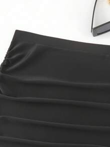 SHEIN Unity Women Ruffle Hem Skirt, Summer Beach Holiday Swimwear Bottom - Black - View 4