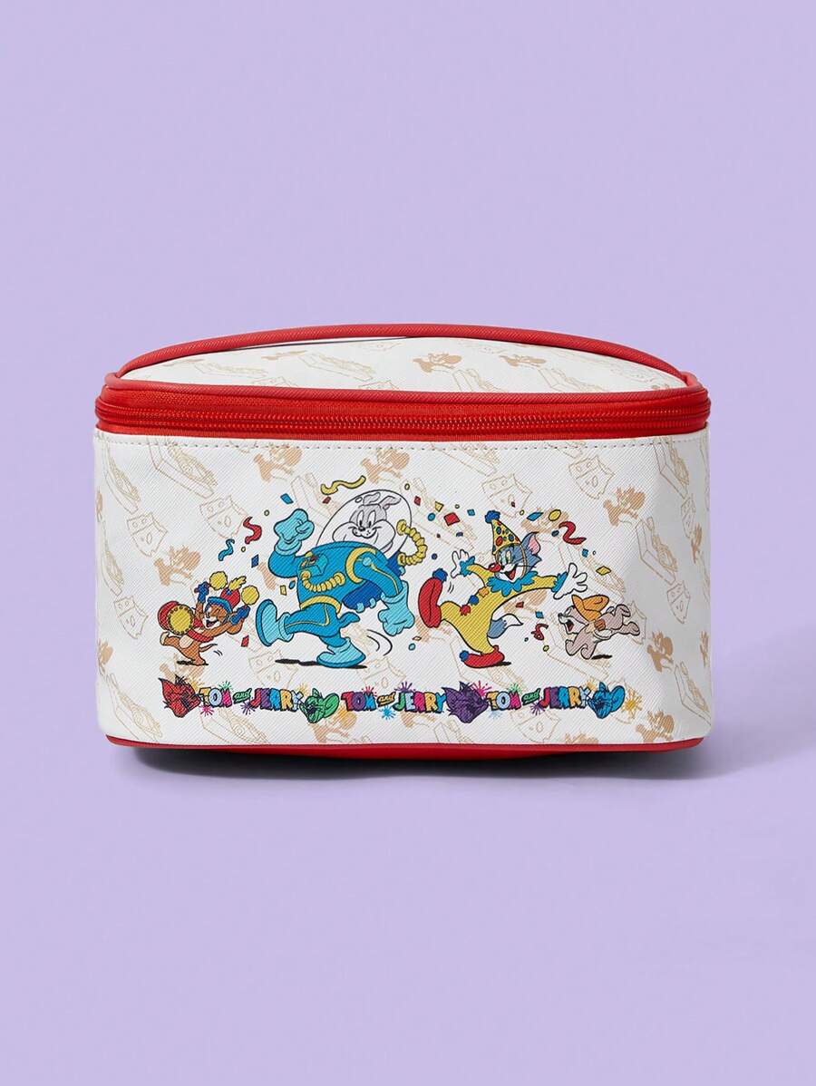 TOM & JERRY X SHEIN Fashionable & Cute Cartoon Family Celebration Graphic Print Matching Storage Bins - Red - View 1