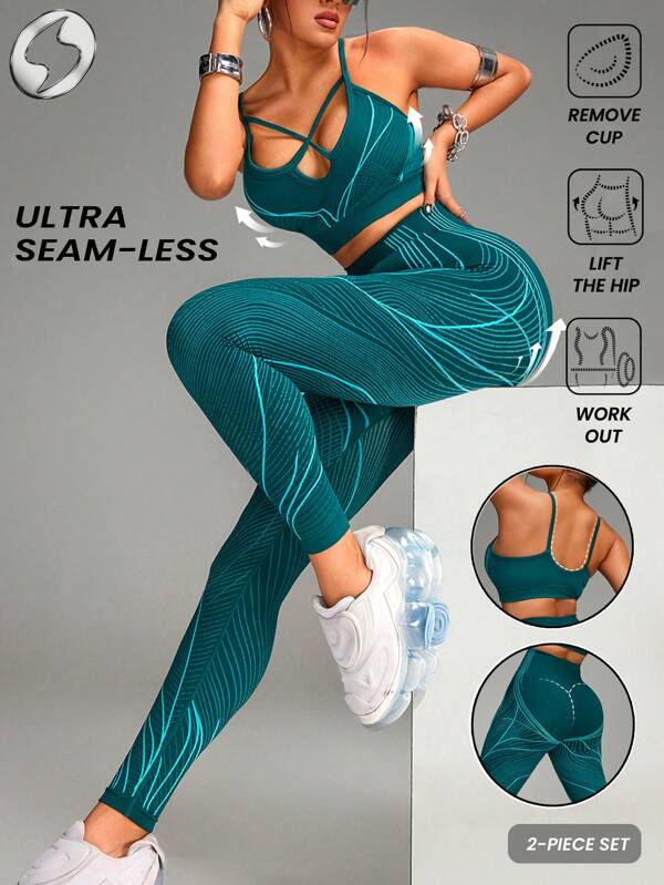 Innovista Nahtloses Trainingsset Sport Hoher Halt Schnelltrocknend Täglicher Athleisure Yoga Pilates HIIT Training Büro zu Gym Leggings Aktivbekleidung Strukturierte Kleidung Sport-BH UV-Schutz Leggings Hosen Komfortbewegung Bauchkontrolle Kompression Figur-schmeichelhaft Cardio Laufen Outdoor-Übung