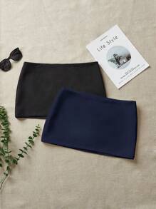 Comfortcana Two-Piece Set Women Elastic Waist Casual Versatile Two-Tone Super Skirt Shorts - Multicolor - View 8