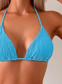 Swim Vcay Traje de baño tipo tankini de color liso para vacaciones de primavera, fabricado con tela especial - Azul - Ver 3
